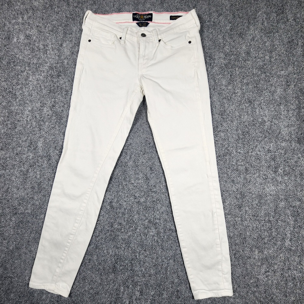 Lucky Brand Charlie Skinny Jeans Womens 4/27 White Stretch Denim Pants